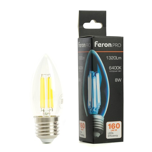 Лампа светодиодная Feron.PRO LB-1208 Свеча E27 8W 175-265V 6400K 51243