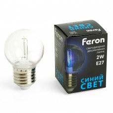 Лампа светодиодная Feron LB-383 Шарик прозрачный E27 2W 230V синий 48934