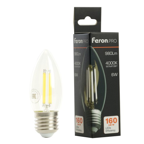 Лампа светодиодная Feron.PRO LB-1206 Свеча E27 6W 175-265V 4000K 51239