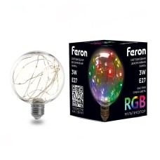 Лампа светодиодная Feron LB-382 E27 3W RGB 41678