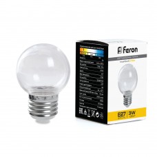 Лампа светодиодная Feron LB-371 Шар E27 3W 230V 2700K прозрачный 38121