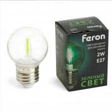 Лампа светодиодная Feron LB-383 Шарик прозрачный E27 2W 230V зеленый 48935
