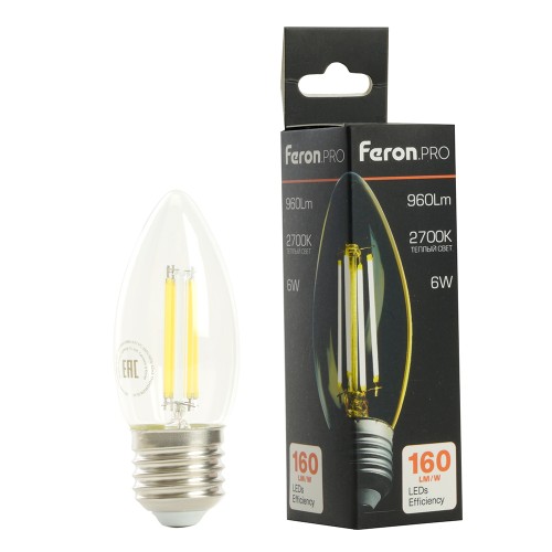 Лампа светодиодная Feron.PRO LB-1206 Свеча E27 6W 175-265V 2700K 51238