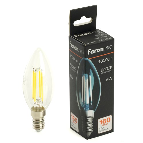 Лампа светодиодная Feron.PRO LB-1206 Свеча E14 6W 175-265V 6400K 51246