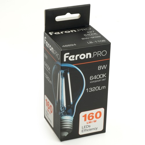 Лампа светодиодная Feron.PRO LB-1108 Шар E27 8W 175-265V 6400K 48894