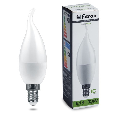 Лампа светодиодная Feron LB-970 Свеча на ветру E14 13W 175-265V 4000K 38113