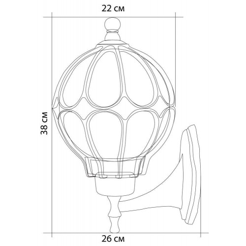 Светильник садово-парковый Feron PL3801 круглый на стену вверх 60W 230V E27, черное золото 11350