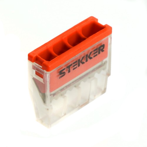 Клемма монтажная 4-проводная STEKKER для 1-жильного проводника, LD2273-204 32390
