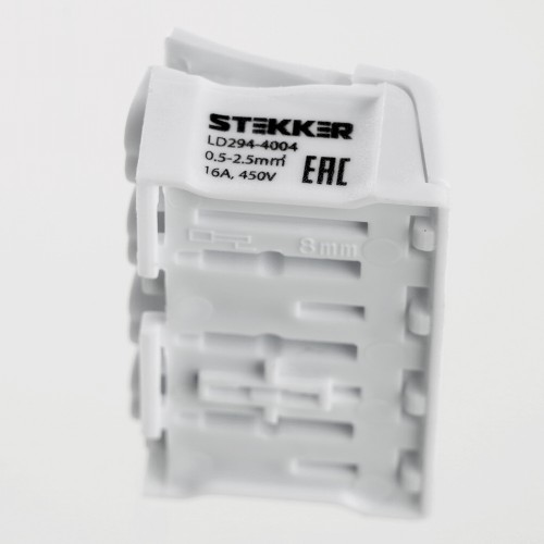 Клемма монтажная STEKKER, LD294-4004 для подключения фазных проводников, 4 контактные группы (3 ввода, 3 вывода на полюс) 32735
