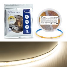 Светодиодная LED лента Feron LS530, 320SMD(2110)/м 10Вт/м 24V 5000*8*1.8мм 3000К IP20