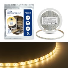 Светодиодная LED лента Feron LS604, 60SMD(2835)/m 4.8W/m 12V IP65 5m, 3000К Артикул 27640