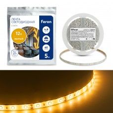 Cветодиодная LED лента Feron LS604, 60SMD(2835)/м 4.8Вт/м 5м IP65 12V желтый