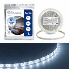 Светодиодная LED лента Feron LS603, 60SMD(2835)/m 4.8W/m 12V 1m 6500К Артикул 27744