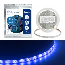 Светодиодная LED лента Feron LS604, 60SMD(2835)/m 4.8W/m 12V IP65 5m синий Артикул 27677