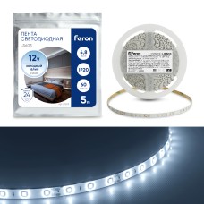 Светодиодная LED лента Feron LS603, 60SMD(2835)/m 4.8W/m 12V 5m 6500К Артикул 27603