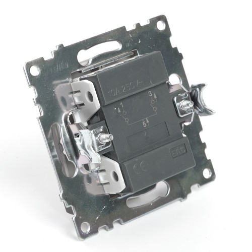 Выключатель 2-клавишный c индикатором (механизм), STEKKER GLS10-7102-04, 250В, 10А, серия Катрин, шоколад 49021
