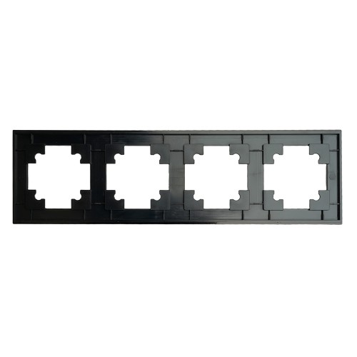 Рамка 4-местная, стекло, STEKKER GFR00-7004-05М, серия Катрин, черный матовый 49603