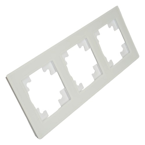 Рамка 3-местная, стекло, STEKKER, GFR00-7003-01, серия Катрин, белый матовый 49596