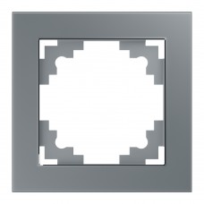 Рамка 1-местная, стекло, STEKKER, GFR00-7001-03, серия Катрин, серебро 39531