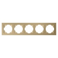 Рамка 5-местная, стекло, STEKKER, GFR00-7005-08, серия Катрин, золото 49040
