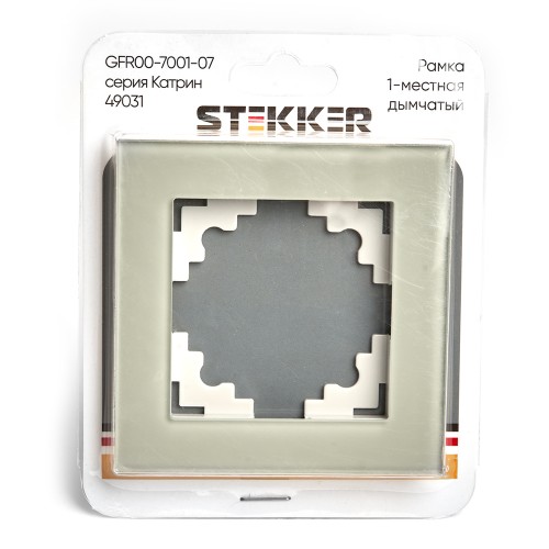 Рамка 1-местная, стекло, STEKKER GFR00-7001-07, серия Катрин, дымчатый 49031