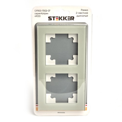 Рамка 2-местная, стекло, STEKKER GFR00-7002-07, серия Катрин, дымчатый 49033