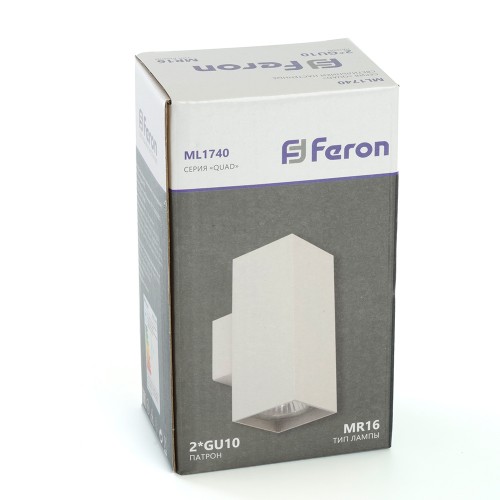Светильник настенный Feron ML1740 QUAD MR16 35W, 230V, 2*GU10, белый IP20 48428