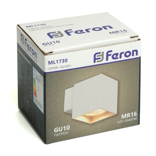 Светильник настенный Feron ML1730 QUAD MR16 35W, 230V, GU10, белый IP20 48430