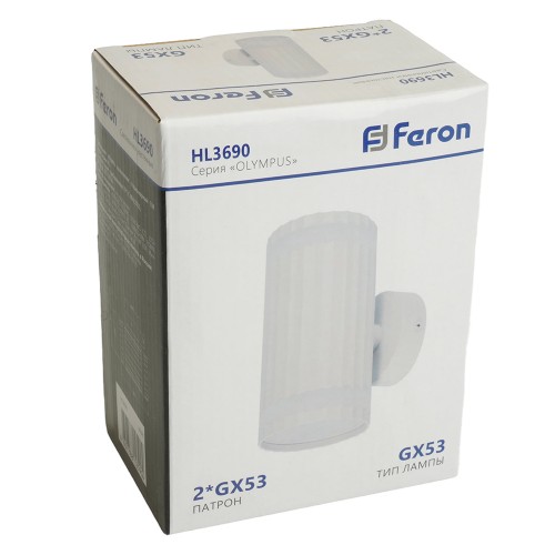 Светильник настенный Feron HL3690 OLYMPUS 12W, 230V, 2*GX53, белый IP20 48681