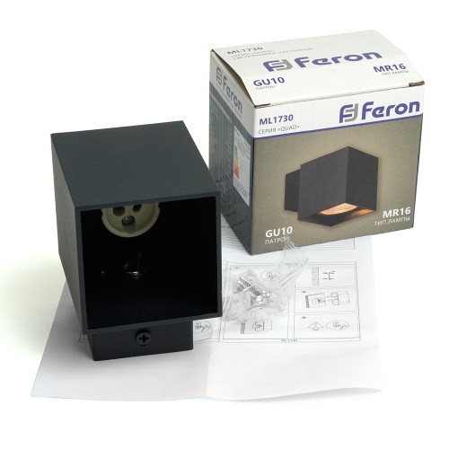 Светильник настенный Feron ML1730 QUAD MR16 35W, 230V, GU10, чёрный IP20 48429