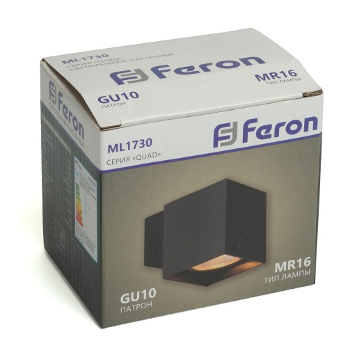 Светильник настенный Feron ML1730 QUAD MR16 35W, 230V, GU10, чёрный IP20 48429