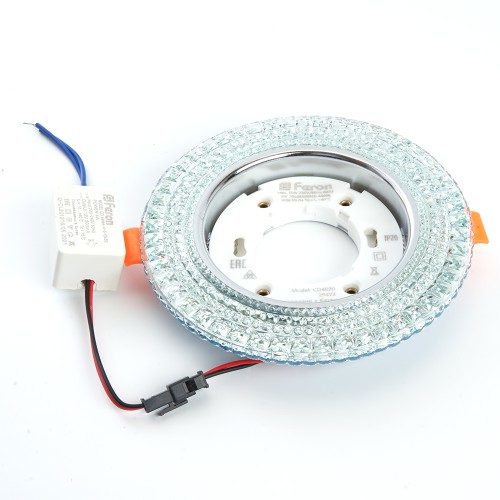 Светильник встраиваемый с белой LED подсветкой Feron CD4020 потолочный GX53 без лампы прозрачный 29473