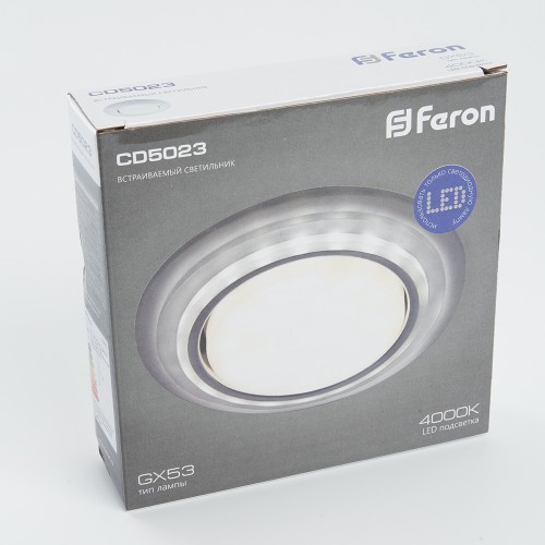 Светильник встраиваемый с белой LED подсветкой Feron CD5023 потолочный GX53 без лампы, матовый 40522