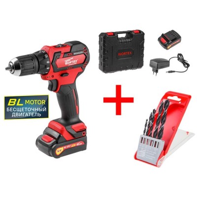 Аккум. дрель-шуруповерт WORTEX BD 1215-1 DLi в чем. + АКЦИЯ! набор сверл Wortex в подарок!