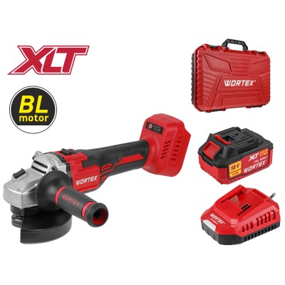 Аккум. углошлифмашина WORTEX CAG 1812 S в чем. ALL1 XLT SET БЕСЩЕТ., 18 В, 125 мм, 9600 об/мин