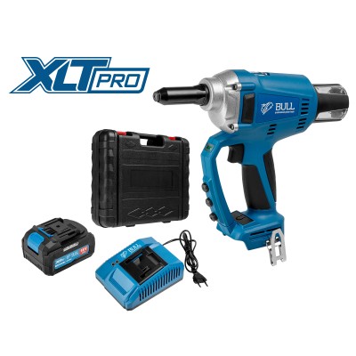 Аккум. заклепочный пистолет BULL CRG 1018 в чем. XLTpro, БЕСЩЕТ., 25 мм, 10000 Н, 1х4 А*ч
