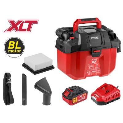 Аккум. пылесос WORTEX CVC 1815 в кор. XLT SET БЕСЩЁТ., 18 В, 9-15 кПа, 10 л, строительный