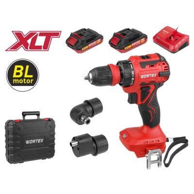 Аккум. дрель-шуруповерт WORTEX BD 2025 LiSET в чем. ALL1 XLT БЕСЩЕТ, 18 В, 55 Н*м, 2х2 А*ч + 2 насад