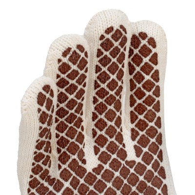 Перчатки трикотажные, ПВХ гель шахматный облив, оверлок Сибртех