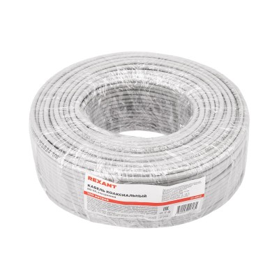 Кабель коаксиальный RG-58 A/U, 50 Ом, Cu/Al/Cu, 64%, 100м, INDOOR, серый REXANT