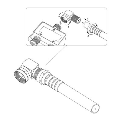 Переходник угловой штекер F – гнездо F REXANT Переходник угловой штекер F – гнездо F REXANT