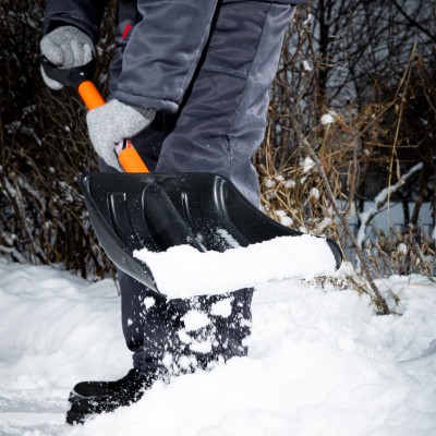 Лопата для уборки снега пластиковая, 275 х 345 х 890 мм, стальной черенок, Stels