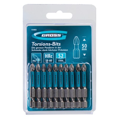 Бита торсионная PH2 x 50 мм, для ударных шуруповертов, 10 шт. Gross