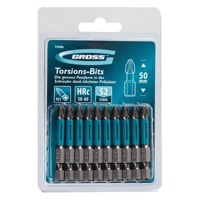 Бита торсионная PZ3 x 50 мм, для ударных шуруповертов, 10 шт. Gross Бита торсионная PZ3 x 50 мм, для ударных шуруповертов, 10 шт. Gross
