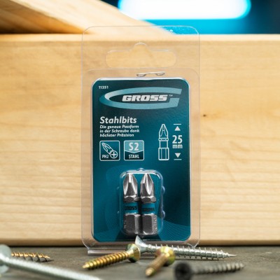 Бита РН2 х 25, сталь S2, 2 шт. Gross Бита РН2 х 25, сталь S2, 2 шт. Gross