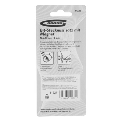 Бита с торцевой головкой, магнит. Nut-Driver, 12 мм, S2 Gross