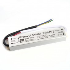 Трансформатор электронный для светодиодной ленты 40W 12V IP67 (драйвер), LB007 FERON Артикул 48054