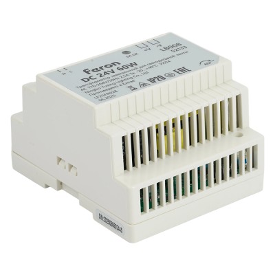 Трансформатор электронный для светодиодной ленты на DIN-рейку 60W 24V 77*92*56мм IP20, LB008
