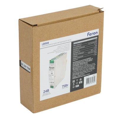 LB008 Трансформатор электронный для светодиодной ленты на DIN-рейку 75W 24V 32*125.2*102мм IP20, LB008
