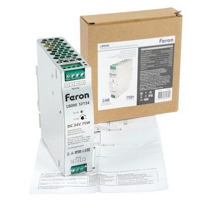 LB008 Трансформатор электронный для светодиодной ленты на DIN-рейку 75W 24V 32*125.2*102мм IP20, LB008